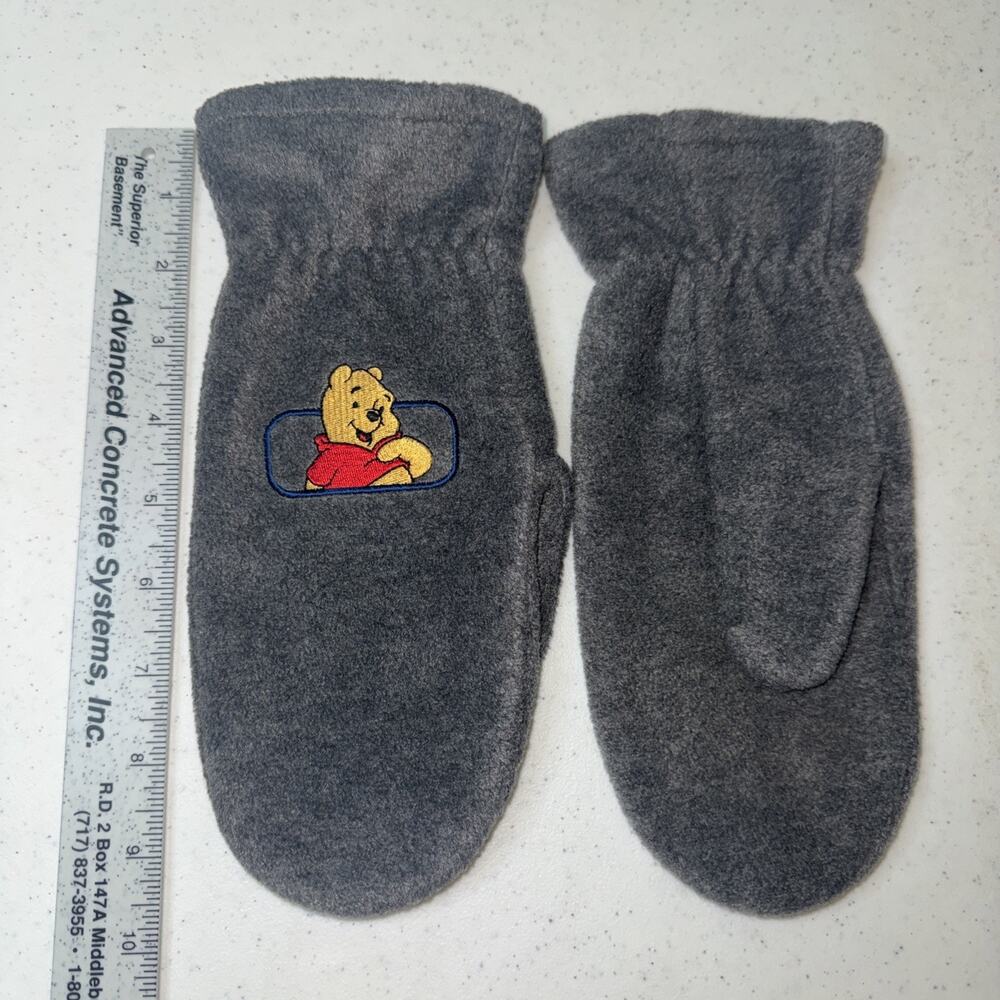Vintage Disney Winnie The Pooh Bear Fleece Mittens Embroidered Adult‎ Teen Size - Picture 2 of 8